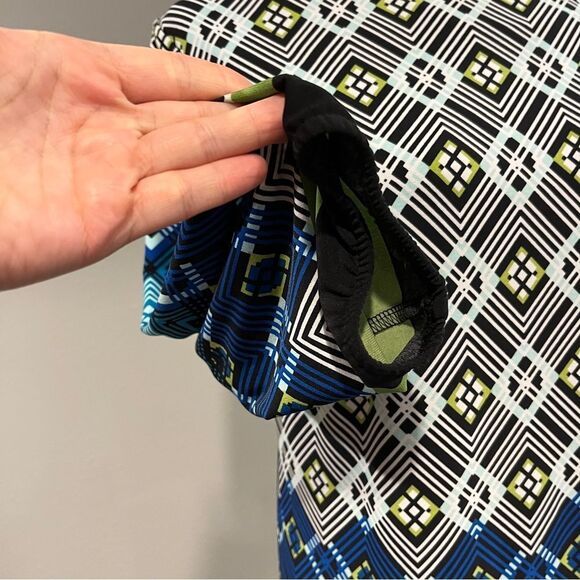 Donna Ricco Geometric Print long sleeve crew neck Dress size 10 - Picture 4 of 12